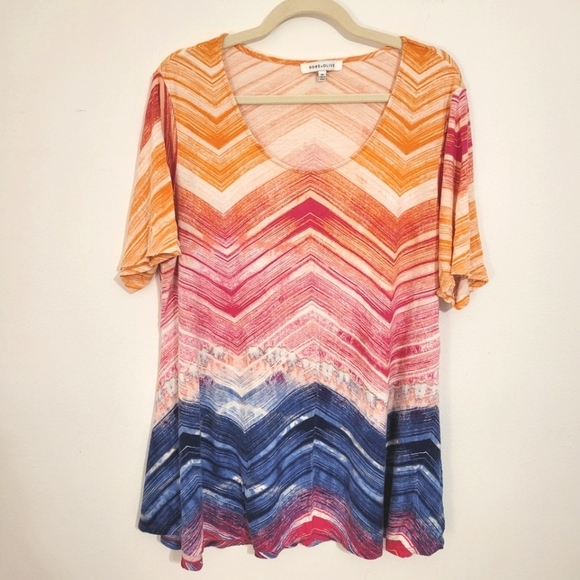 Rose + Olive chevron tunic top size 3X - Picture 1 of 11